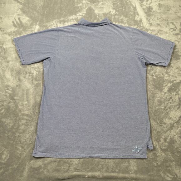 B Draddy Polo Shirt Mens Large Blue Stripe Golf Activewear Stretch Performance - Picture 2 of 10